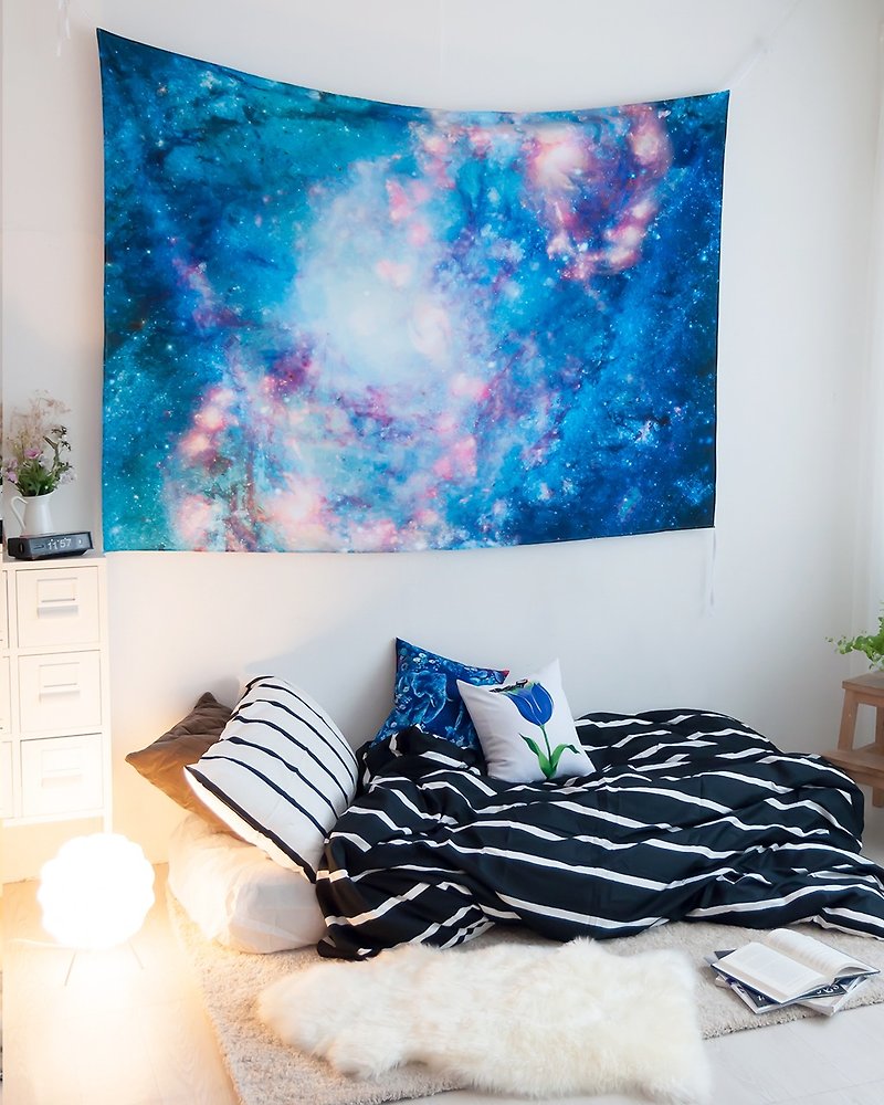 Abstract Galaxies 2-Wall Tapestry-Wall Decoration Home Decoration Home Decoration - โปสเตอร์ - เส้นใยสังเคราะห์ สีน้ำเงิน