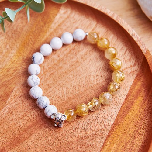 韻 • ラッキーホワイトターコイズ メンズ ブレスレット (奉献