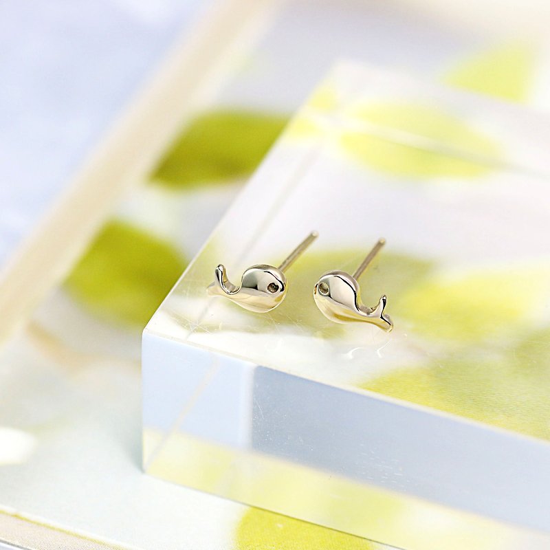 [Graduation Season Selection] Dudu Whale Earrings - Earrings & Clip-ons - Stainless Steel Gold