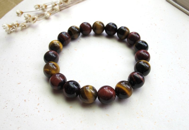 Two-color Stone 10mm [Golden Yaohong] to attract wealth, ward off evil spirits, and give as a gift to elders - Bracelets - Crystal Multicolor
