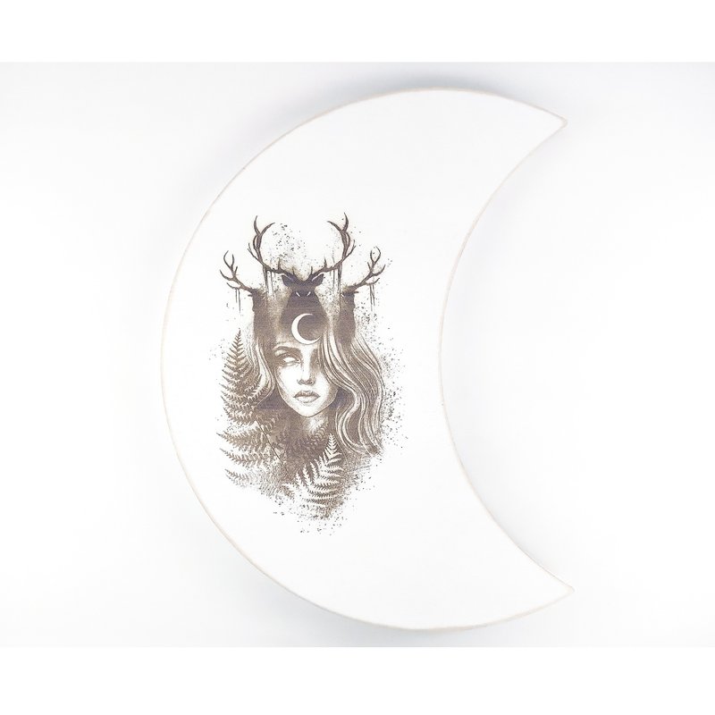 Witchy home decor, Moon wall hanging, Crescent moon, Celestial gifts - ตกแต่งผนัง - ไม้ 