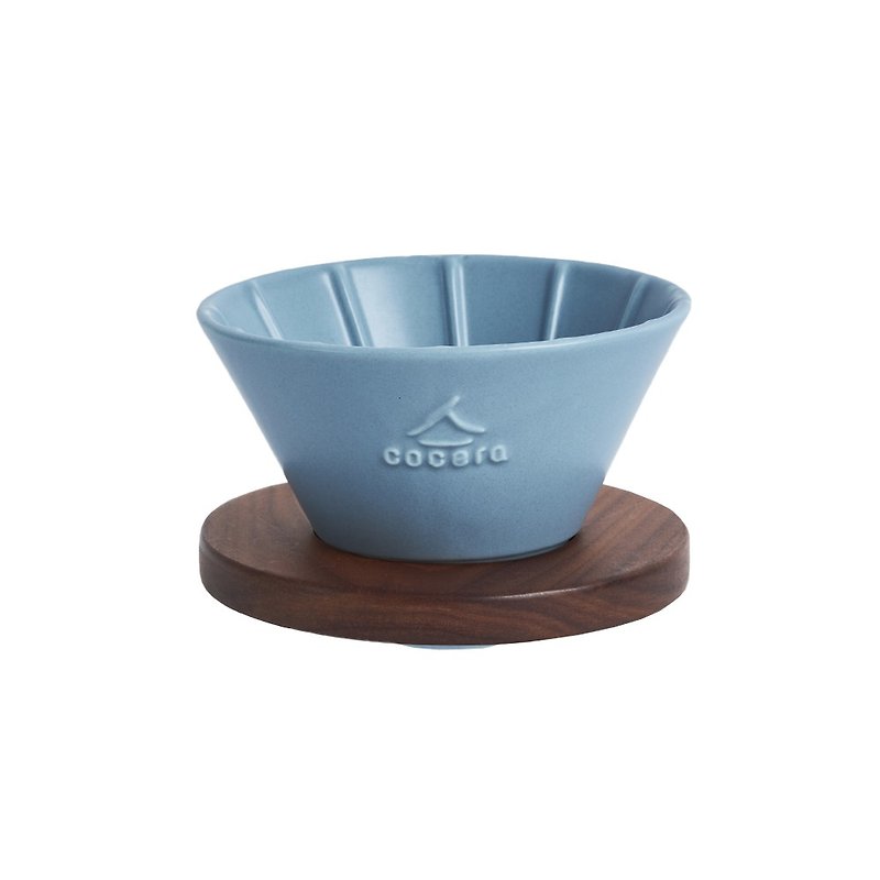 咖啡事-Intuit直覺濾杯(無把)_1入組(藍)+木架 - 咖啡壺/咖啡器具 - 其他材質 藍色