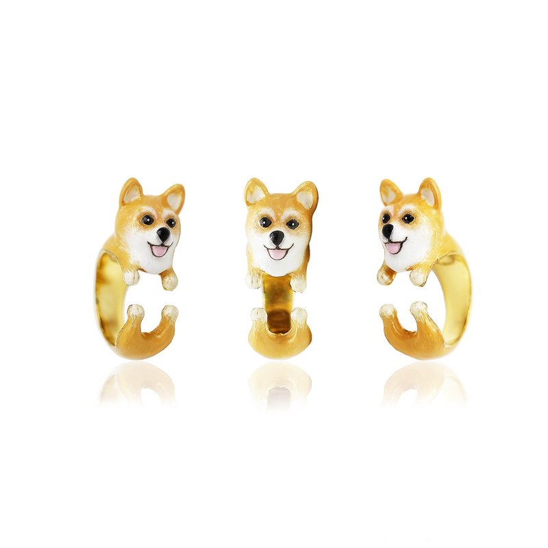 Corgi ring (Brown)‧Handmade by craftsman‧18K gold and Bronze - General Rings - Copper & Brass 