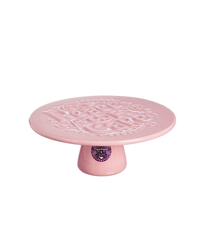 British Rayware ceramic 28 cm large relief design pink cake stand/snack display stand - Cookware - Pottery Pink