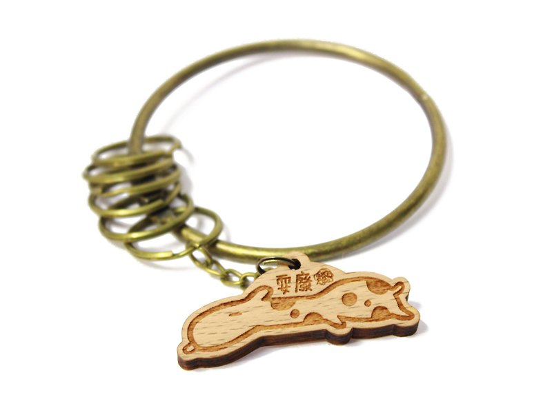 [Giraffe] healing animal - retro key ring (large circle) - ที่ห้อยกุญแจ - ไม้ 