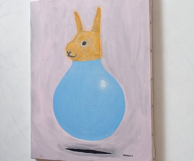Irosoca 風船で弾むウサギ キャンバス絵画 F6サイズ原画 ショップ Irosoca ポスター 絵 Pinkoi