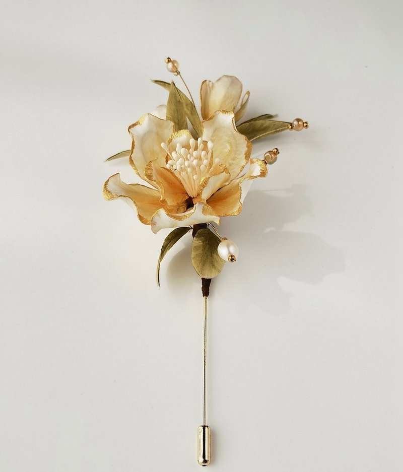 白茶丨原創設計中國非遺絨花胸針女國風設計感小眾 - 胸針 - 絲．絹 