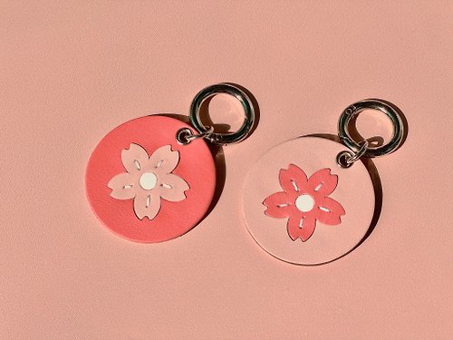 Aeon Leather Studio Personalized Leather Dog Name Tag - Cherry Blossom, Keychain