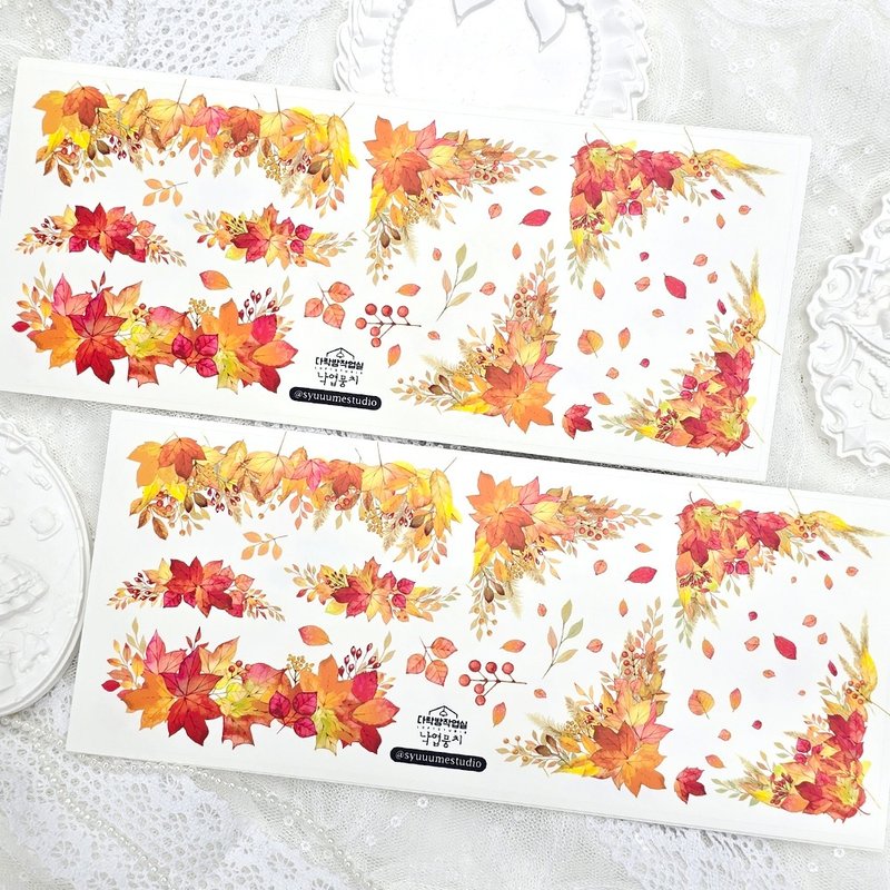 :autumn leaves: Matte Transparent sticker - 貼紙 - 其他材質 