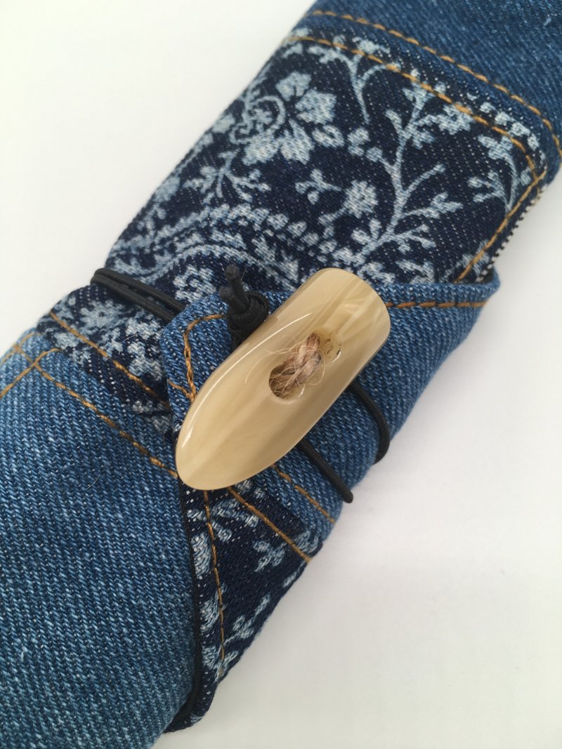 Denim Patchwork Straw Case Cutlery Case 牛仔布 飲管套 餐具套 - 環保吸管 - 棉．麻 藍色