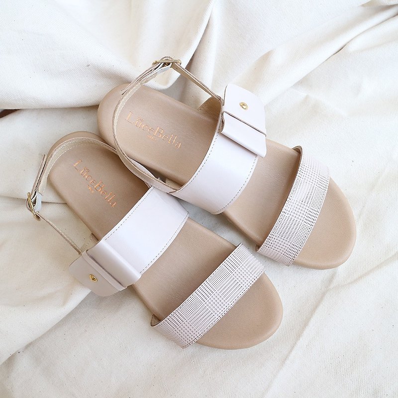 [Butterfly Summer] Side Knot Soft Sandals _ Pink - Sandals - Genuine Leather Pink
