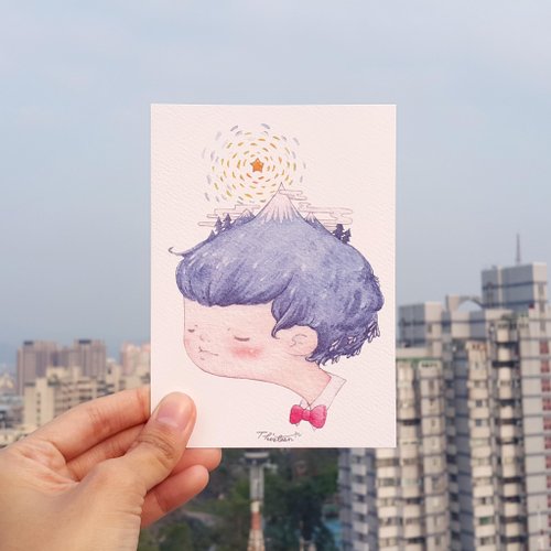 Amber 冰山中的我 水彩插畫明信片
