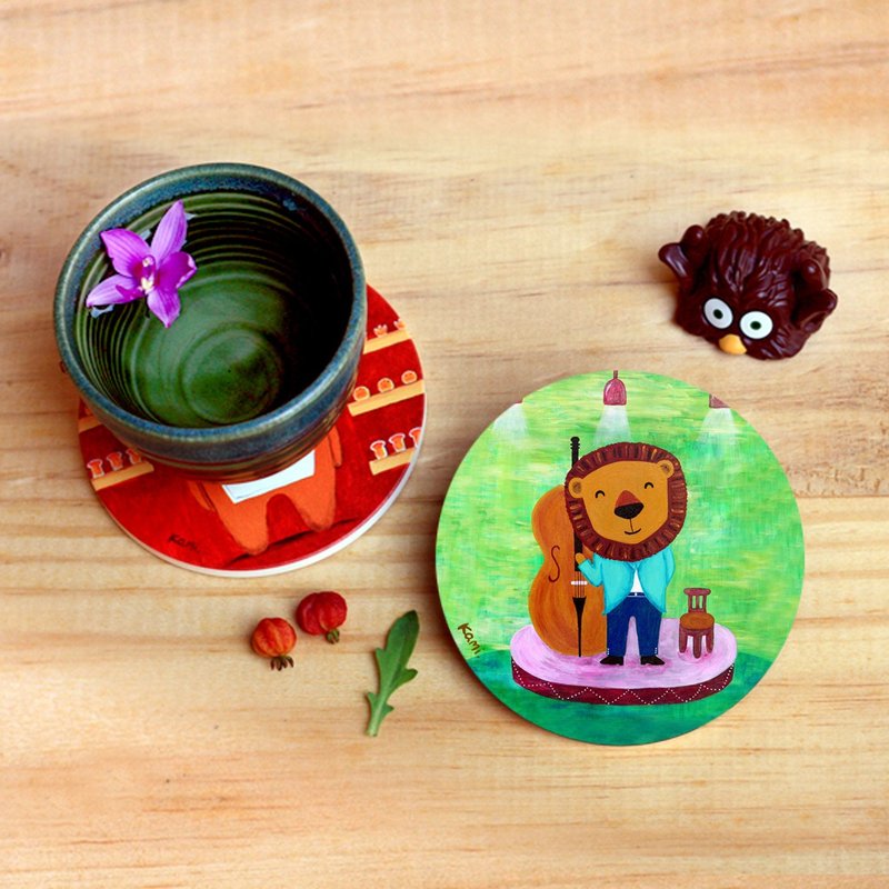 Ceramic Absorbent Coaster∣ Cello Lion - ที่รองแก้ว - เครื่องลายคราม หลากหลายสี