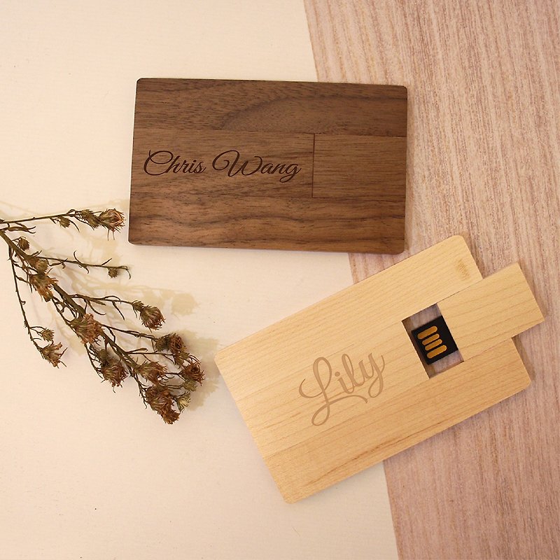[Shi Design-Customized] 32G Imported Log Business Card Flash Drive - แฟรชไดรฟ์ - ไม้ 