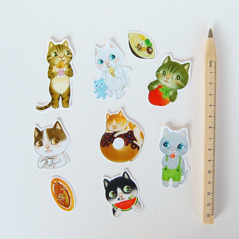 Fish cat / sticker bag / 35 sheets - Stickers - Paper Multicolor