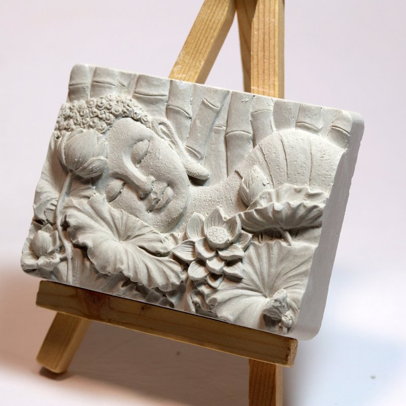 清水型ソフトデコレーションデザイン仏像デコレーション10フレグランスデコレーションセメントソフトデコレーション木枠付き - 置物 - その他の素材 ホワイト