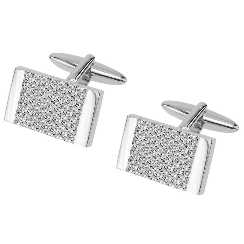Silver Woven Metal Cufflinks - Cuff Links - Other Metals Silver