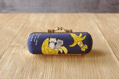 小玩意手作 香蕉貓 日本布 口金印章盒 口紅盒 單章盒 Cat stamp貓咪