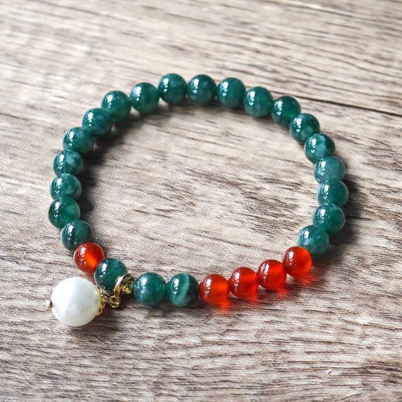 Jade bracelet handmade jewelry birthday gift Chinese style souvenir - สร้อยข้อมือ - หยก สีเขียว