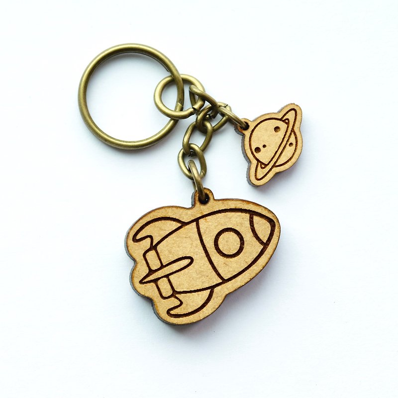 Wooden key ring - Rocket - Keychains - Wood Brown