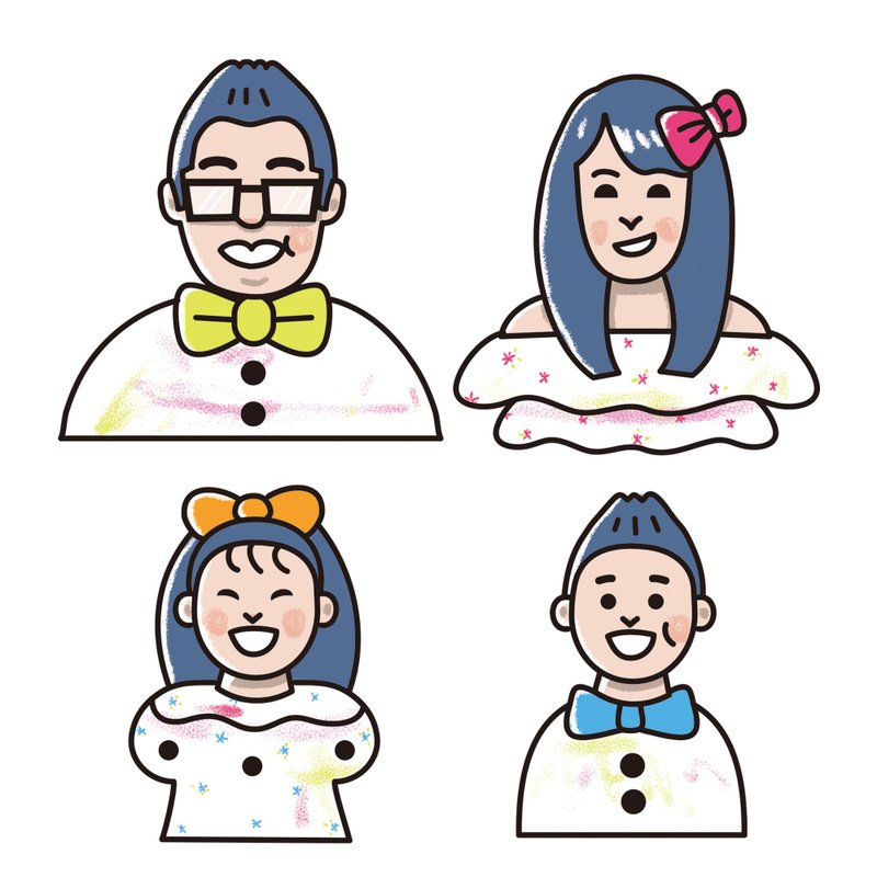 Big head like face painting* Customized gift/sticker LINE/lover/family portrait - ภาพวาดพอร์ทเทรต/ภาพวาด/ภาพประกอบดิจิทัล - วัสดุอื่นๆ หลากหลายสี