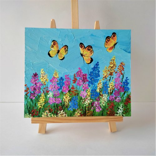 蝶と花の絵画、風景壁の装飾、インテリアの絵画 - ショップ