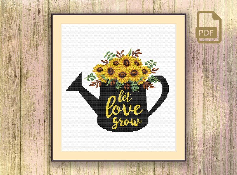 Let Love Grow Cross Stitch Pattern #oth071 - Knitting, Embroidery, Felted Wool & Sewing - Other Materials 