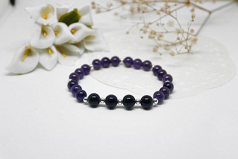 Natural Stone X Silver Elastic Bracelet - Purple Glow - Bracelets - Gemstone Purple
