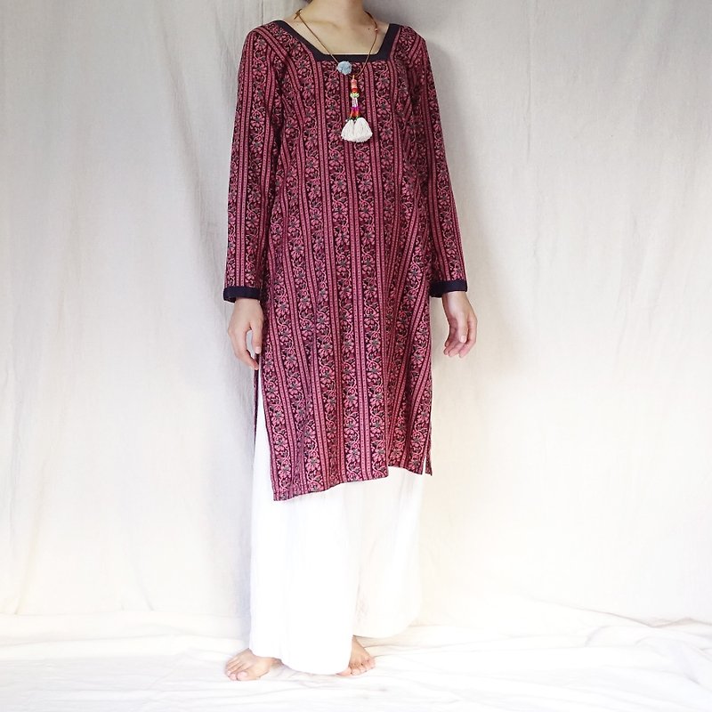BajuTua / Pink Purple Handle Indian Gown / Kuta - Women's Tops - Cotton & Hemp Purple