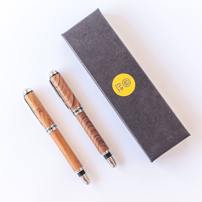 Steel Ball Pen [With Black Pen Case / With SCHMIDT Refill] Gift Log Handmade Pen for Teacher - ไส้ปากกาโรลเลอร์บอล - ไม้ 