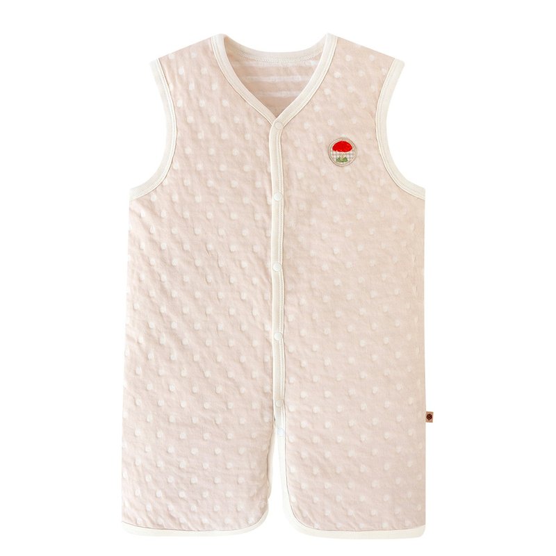 [SISSO Organic Cotton] Chestnut Good Sweet Mushroom Double Woven Air Cotton Anti-Kick Vest - Coats - Cotton & Hemp White