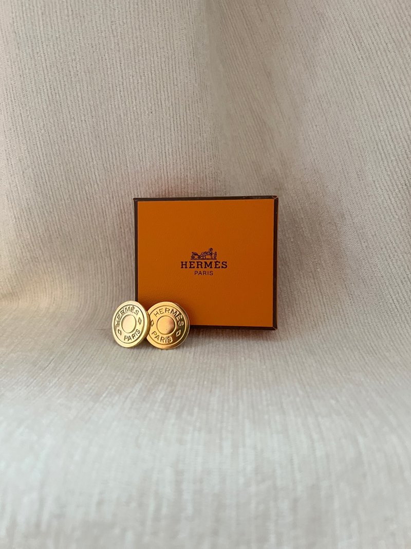 Hermes Clip-on earrings經典金色耳夾 原裝盒 美品 日本Vintage - 耳環/耳夾/耳骨夾 - 其他金屬 金色