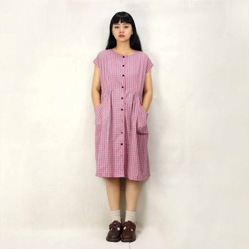 Tsubasa.Y Ancient House 005 Pink Plaid Vintage Dress, Dress Skirt - ชุดเดรส - วัสดุอื่นๆ 