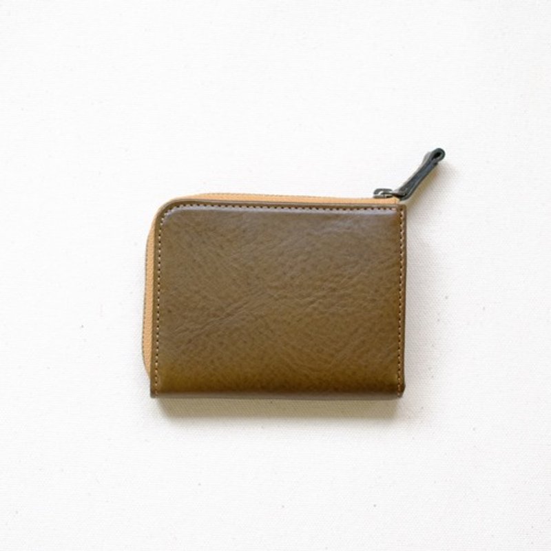 L-shaped zipper wallet/Olive - Wallets - Genuine Leather 