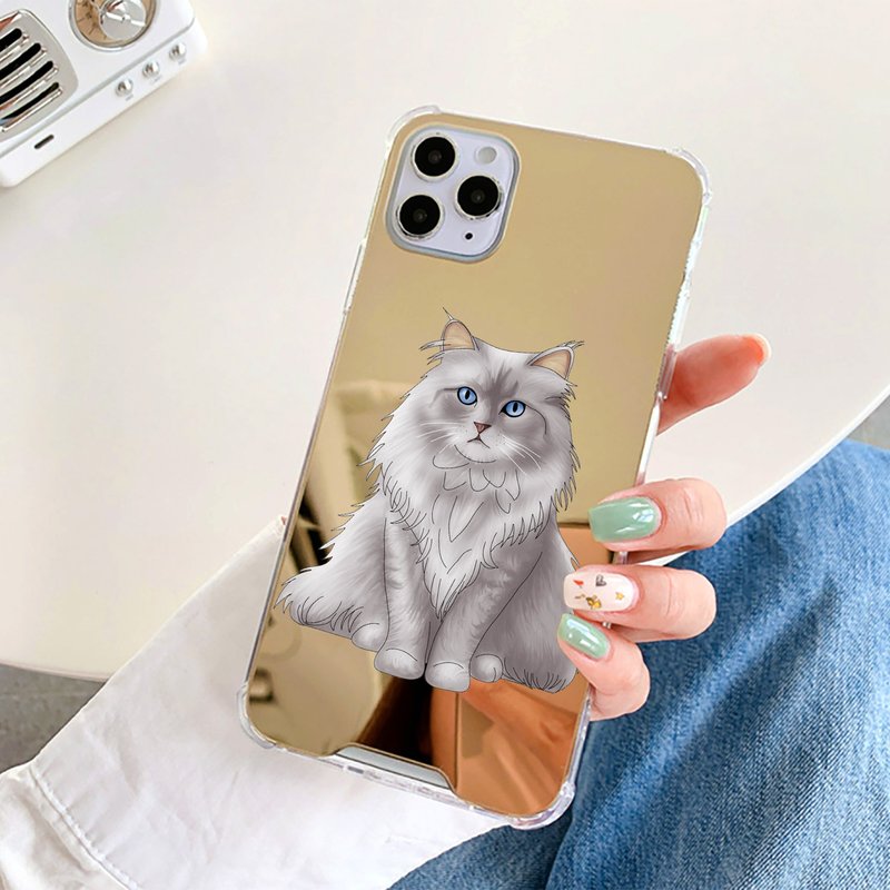 Custom Photo to Pet Cartoon Phone Case Dogs Cats Puppy Kitten iPhone 16 Pro Max - Phone Cases - Plastic Gold