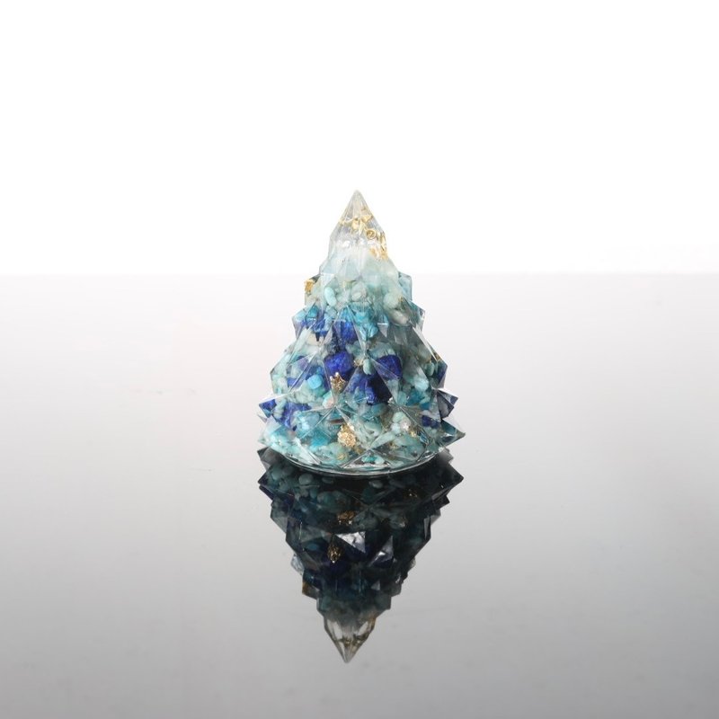 [Fast Shipping] Blue Gold Foil Crystal Christmas Tree-Ogon Energy Tree/Healing Aquamarine Exchange Gift - Items for Display - Jade Blue