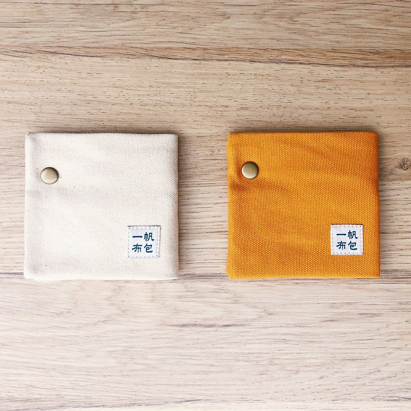 Two-in discount-Canvas lightweight single-button handmade short clip - กระเป๋าสตางค์ - ผ้าฝ้าย/ผ้าลินิน หลากหลายสี