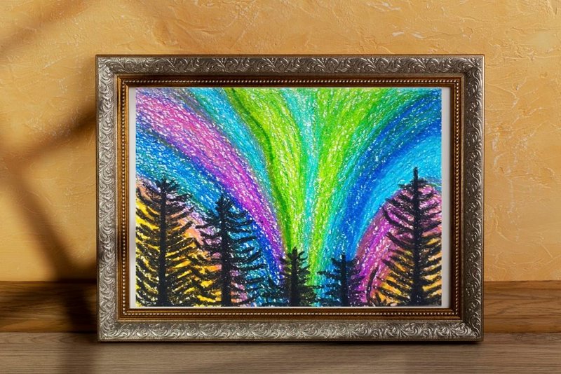 北極光北極光場景北方景觀藝術品 - 壁貼/牆壁裝飾 - 紙 多色