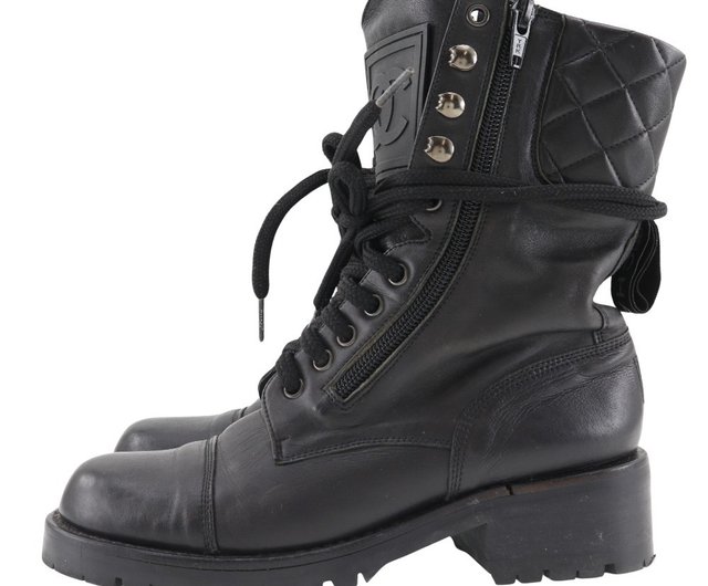 日本直送】シャネル CHANEL ブーツ スポーツライン レザー 黒