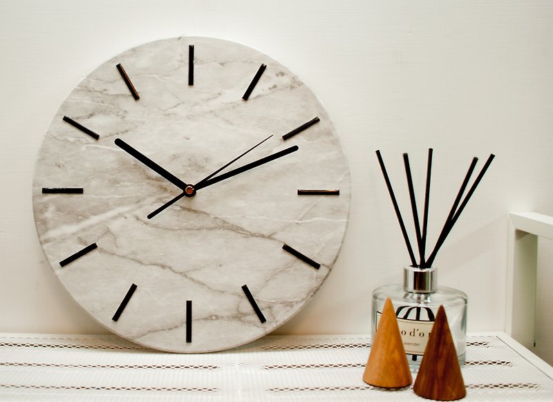 Marble pattern-clock/silent-black scale-WE CAN HOUSE gift/home/new home/wall clock - Clocks - Wood 