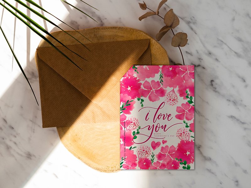 Flower i love you Valentine's Card【CM17165】Rococo Strawberry Handmade Postcard - Cards & Postcards - Paper 