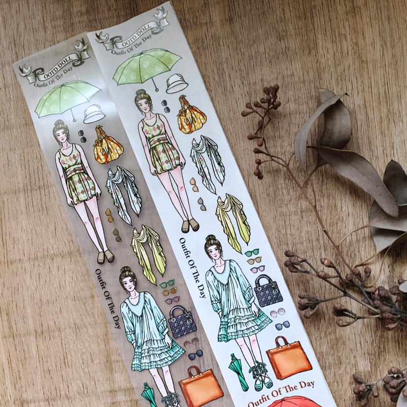 OOTD TAMP MINI 每天穿搭霧面pet膠帶/日本和紙膠帶mini版 - 紙膠帶/和紙/PET - 紙 