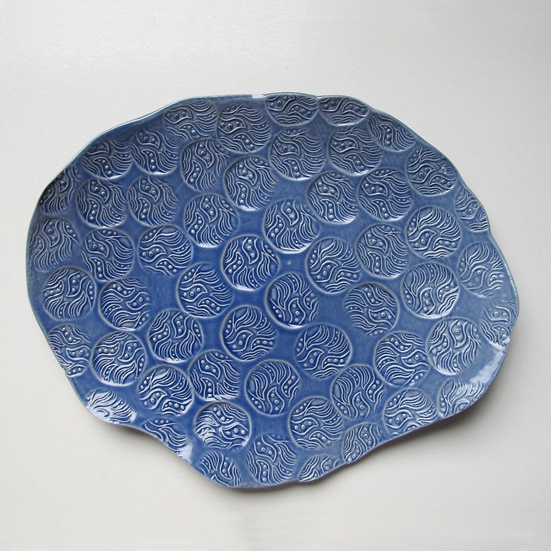 【ファイブクリエイティブ]  - ハンドNietaoプレート - 青のパターン - 小皿 - 陶器 