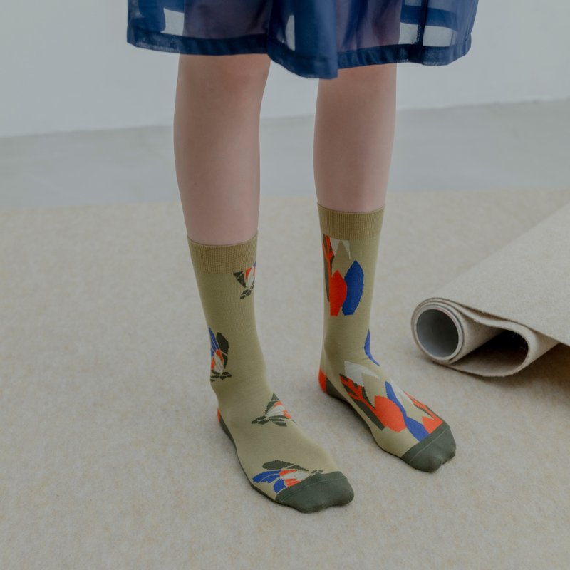 オレンジ ガーデン・orange_garden / organic cotton  /socks - 襪子 - 棉．麻 綠色