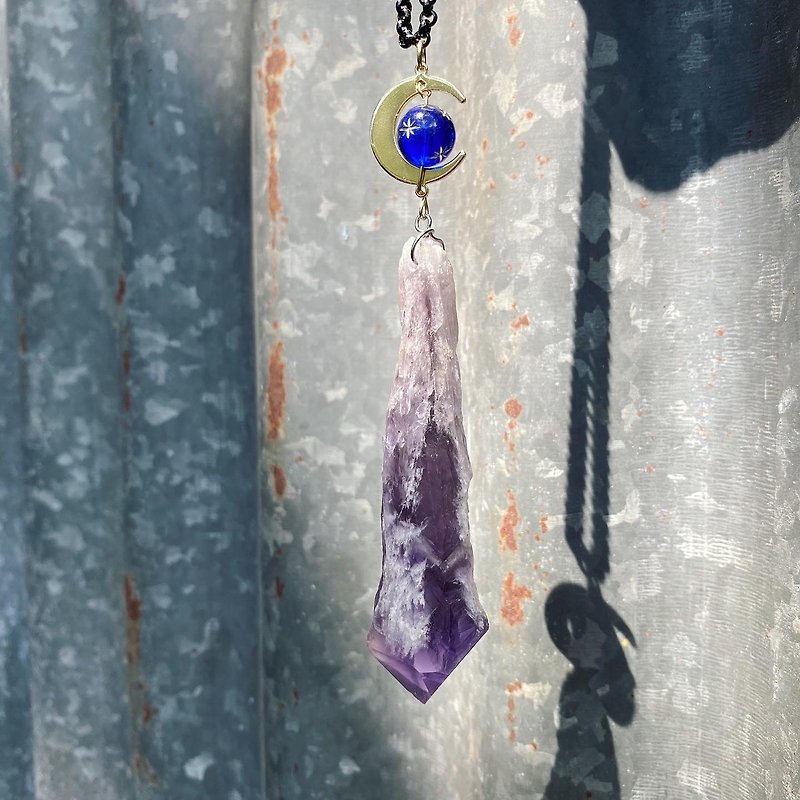 amethys quartz pendulum necklace - สร้อยคอ - เครื่องเพชรพลอย สีม่วง