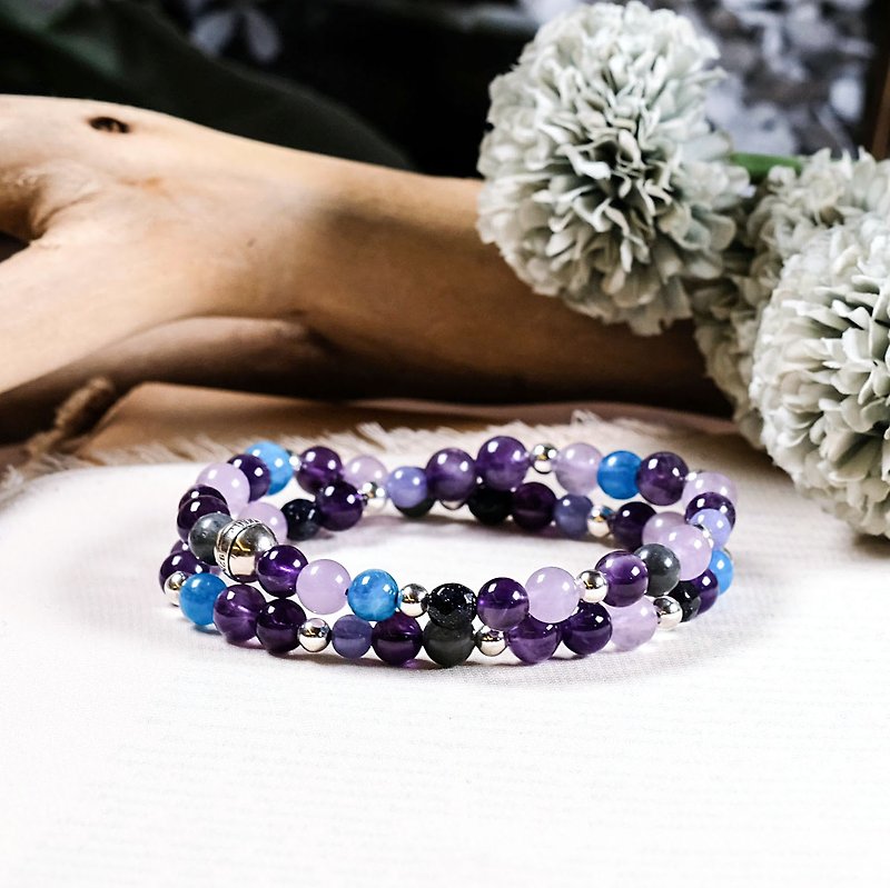 925 Silver Amethyst Stone Tanzanite Bracelet Starry Purple Under the Night - Bracelets - Jade Purple