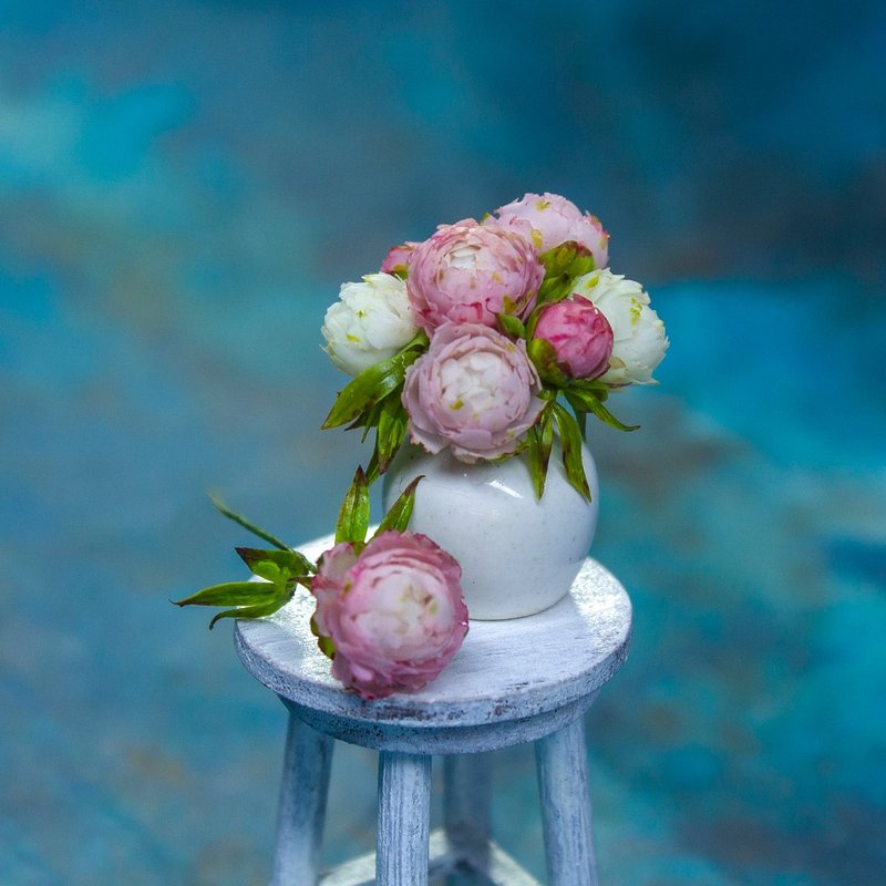 TUTORIAL Miniature peony with air dry clay | PDF + video - 手工藝教學/工具書 - 其他材質 