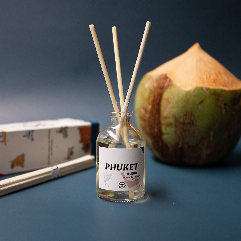 Scented Room Diffuser Set Phuket Blend City Series | Coconut & Patchouli - Fragrances - Glass Transparent