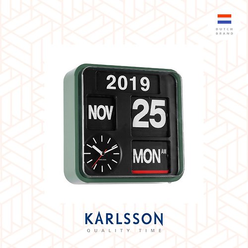 Ur Lifestyle 荷蘭Karlsson 24.5cm Flip wall/table clock Green/Black