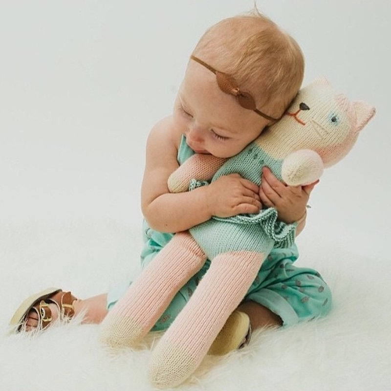 American Blabla Kids | Cotton Knit Doll (Small) - Blue Peng skirt cat 1-04-001 - Stuffed Dolls & Figurines - Cotton & Hemp Pink